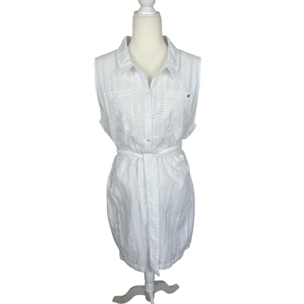 Spartina 449 Eliza Eyelet Sleeveless Shirt Dress Size Large Timeless